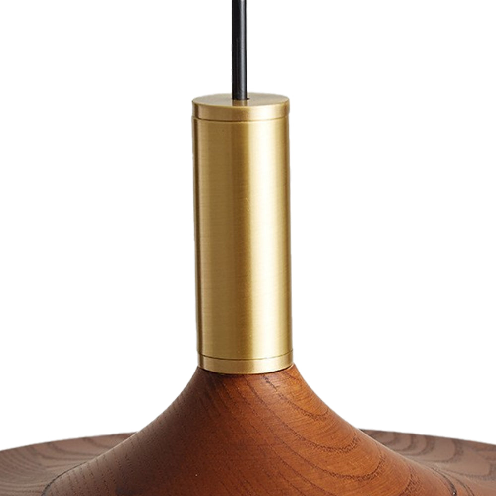 (Q) 13.78-Inch Brown Wooden Pendant Light, Bohemian Style Wooden Pendant Light, Suitable for Living Room, Dining Room, Coffee Shop