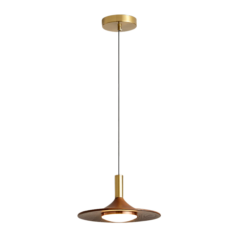 (Q) 13.78-Inch Brown Wooden Pendant Light, Bohemian Style Wooden Pendant Light, Suitable for Living Room, Dining Room, Coffee Shop
