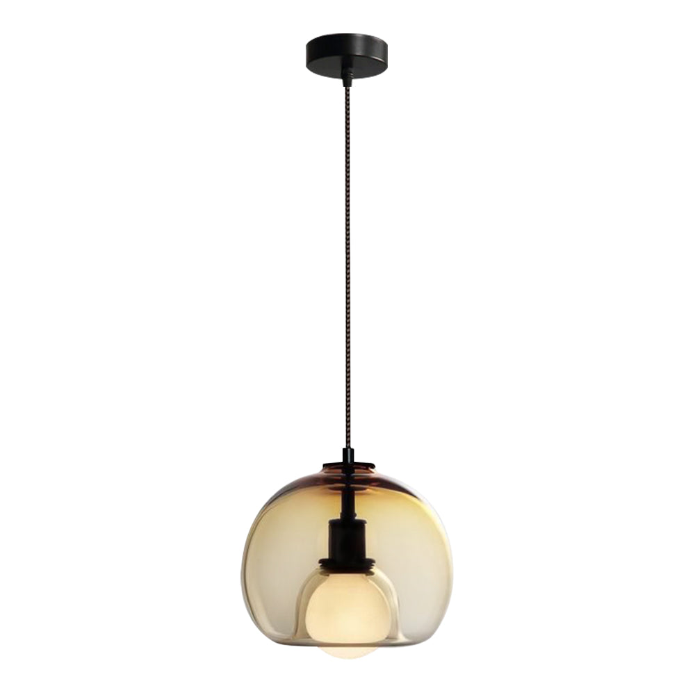 (Q) 9.84 Inch Glass Pendant Light, Modern Minimalist Style Circular Lampshade Glass Pendant Light, Suitable for Living Room, Dining Room, Bedroom