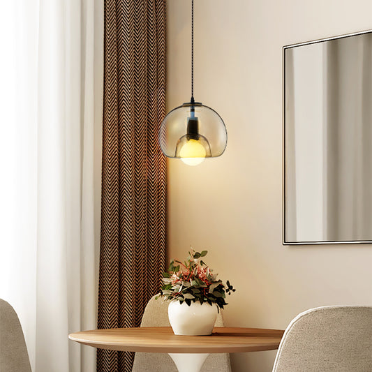 (Q) 9.84 Inch Glass Pendant Light, Modern Minimalist Style Circular Lampshade Glass Pendant Light, Suitable for Living Room, Dining Room, Bedroom