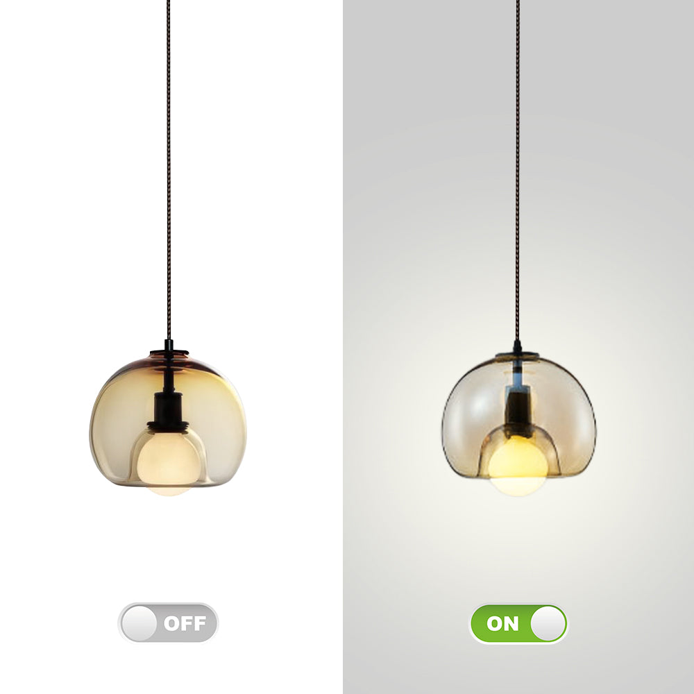 (Q) 9.84 Inch Glass Pendant Light, Modern Minimalist Style Circular Lampshade Glass Pendant Light, Suitable for Living Room, Dining Room, Bedroom