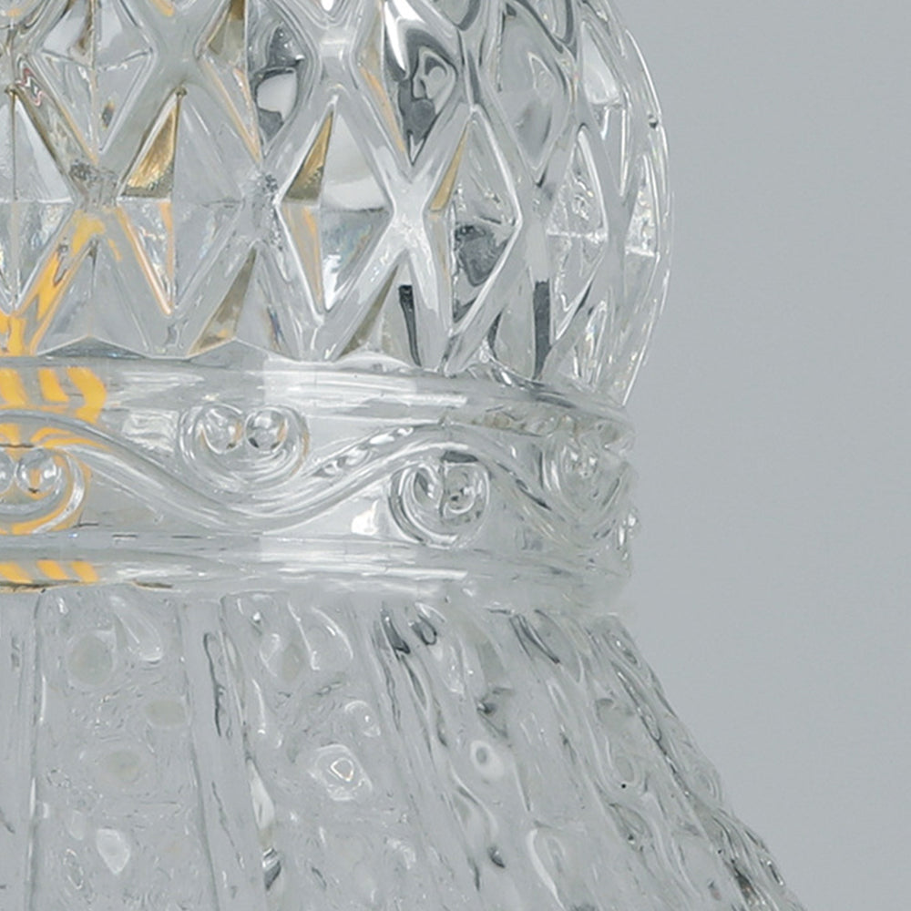 (Q) 6.3-Inch Glass Pendant Light, Retro Elegant Style Bell Shaped Lampshade Glass Pendant Light, Suitable for Living Room, Dining Room, Bedroom