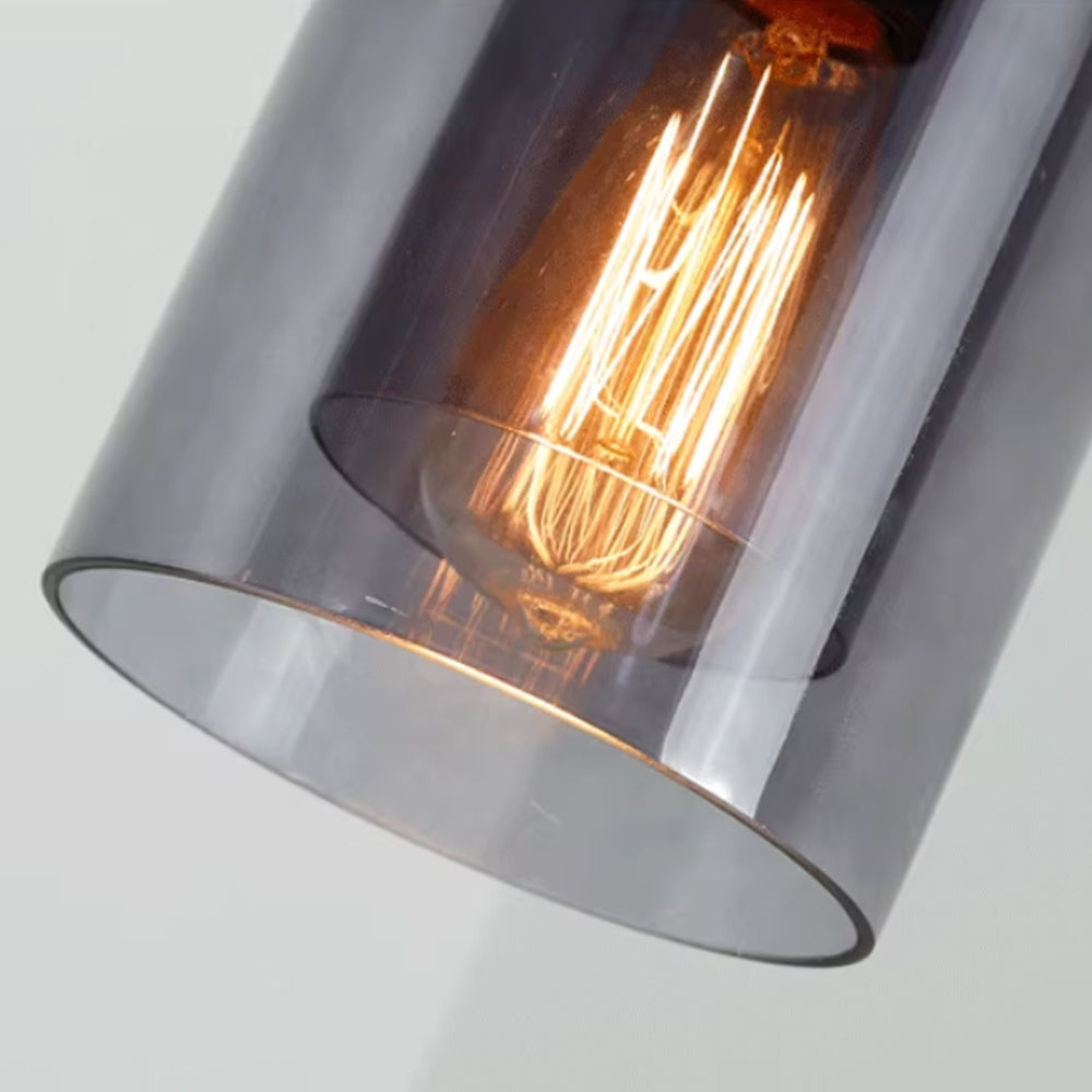 (Q) Black Modern Minimalist Style Cylindrical Lampshade Glass Pendant Light, Suitable For Various Scenarios Such As Kitchens, Islands