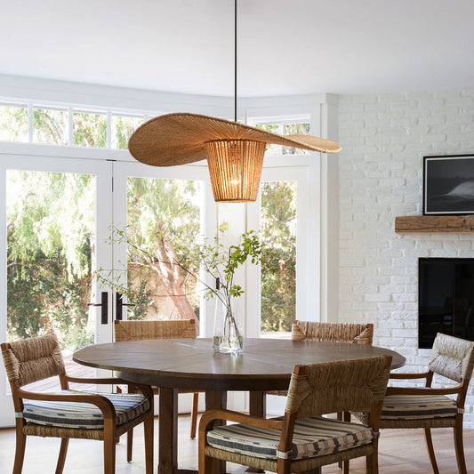 (Q) 23.62 Inch Large Hemp Rope Pendant Light, Bohemian Style Bowl Shaped Lampshade Hemp Rope Pendant Light, Suitable For Living Room And Dining Room