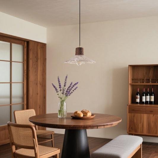 (Q) 11.81 Inch Glass Pendant Light, Modern Minimalist Style Bowl Shaped Lampshade Glass Pendant Light, Suitable for Living Room And Dining Room