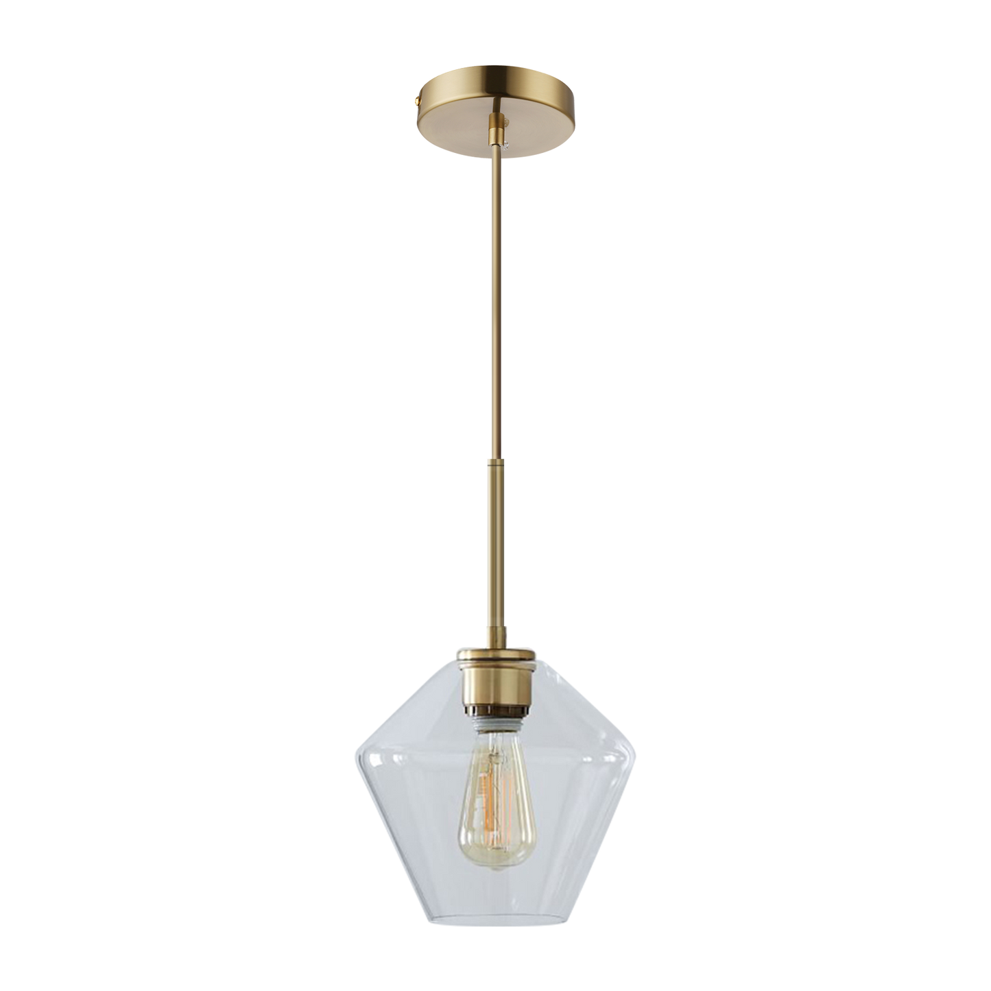 (X) Postmodern Gold Pendant Light - Adjustable Clear Glass LED Fixture for Living Room, Dining, Cafe and Hotel (E27 Socket,Clear Finish)
