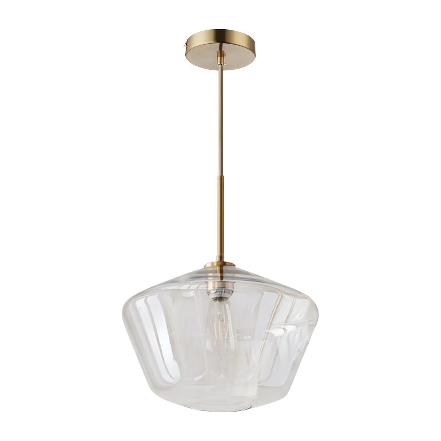 (X) Postmodern Gold Pendant Light - Adjustable Clear Glass LED Fixture for Living Room, Dining, Cafe and Hotel (E27 Socket,Clear Finish)