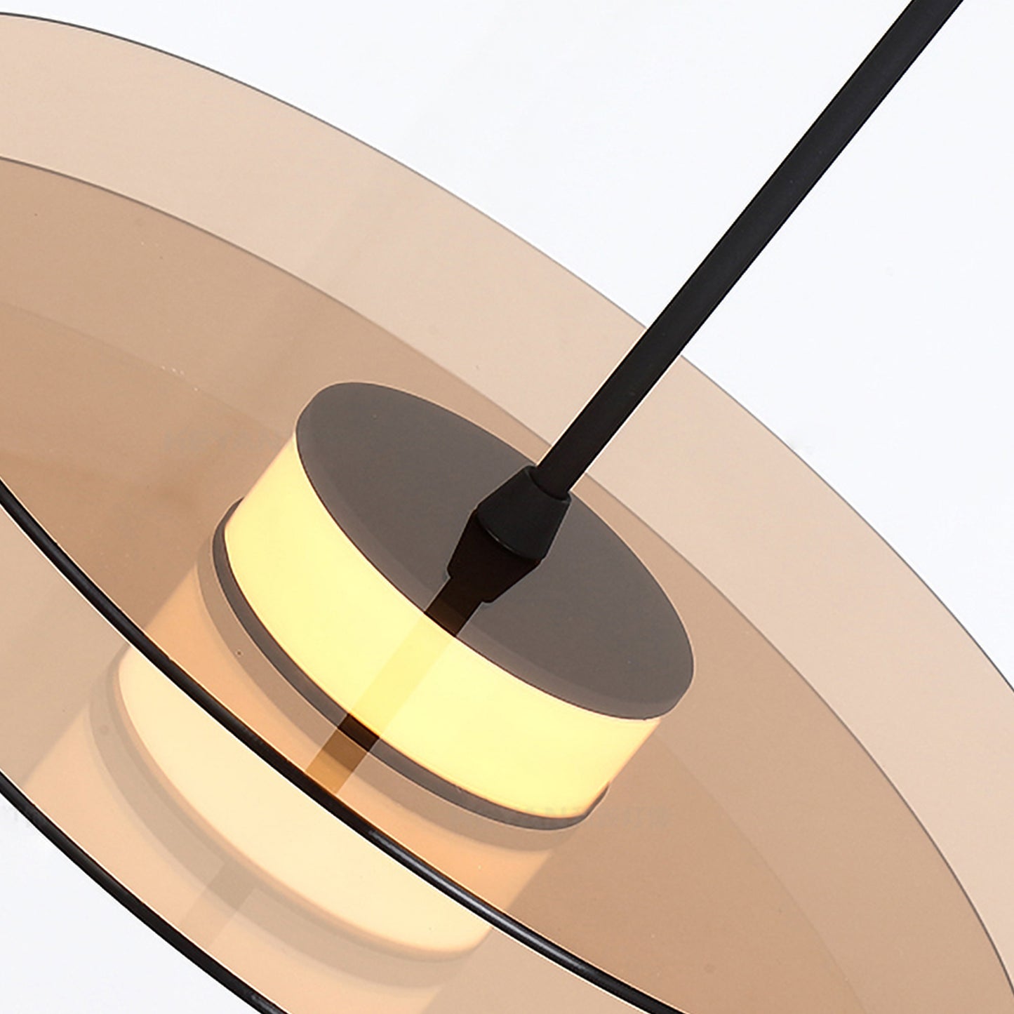 (X) Horizontal Nordic Postmodern Glass Disc Pendant Light -Flying Saucer Chandelier for Dining Room, Bedroom, Bar, Amber