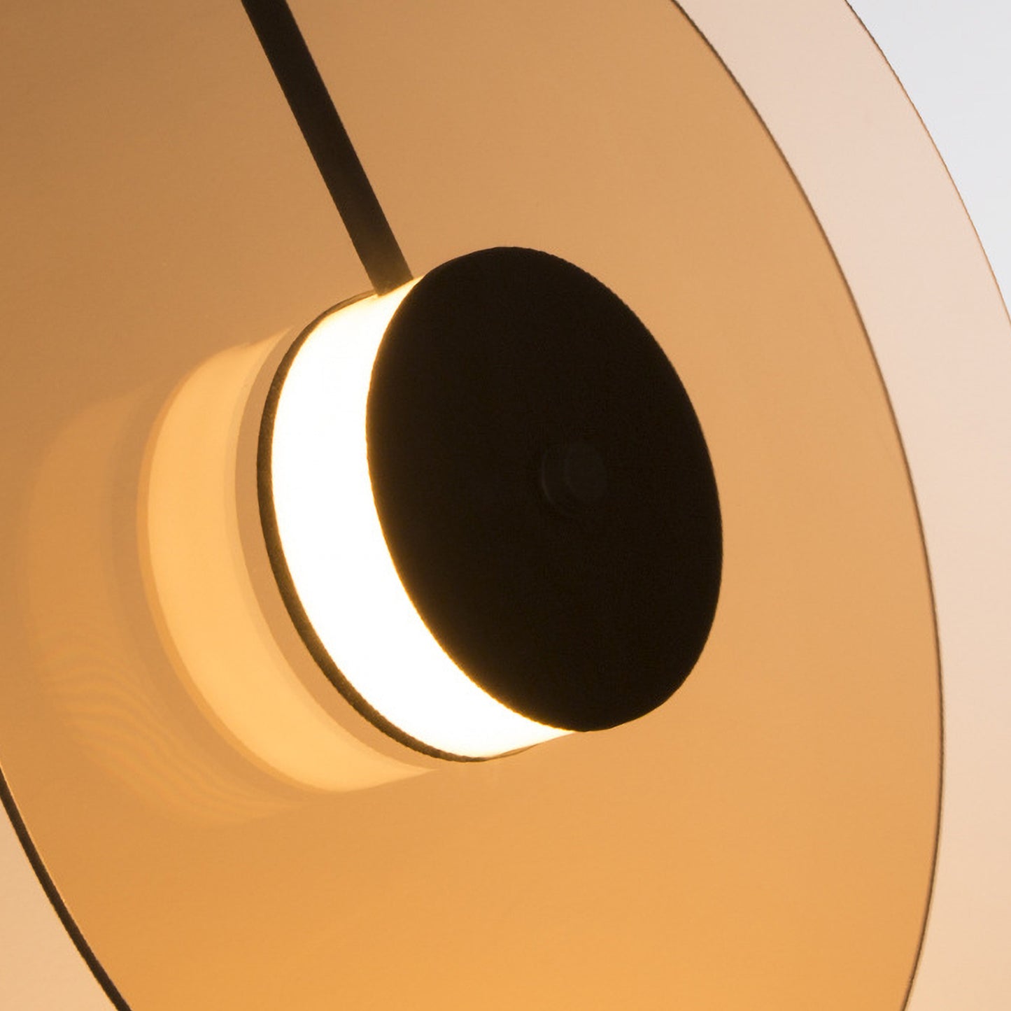 (X) Horizontal Nordic Postmodern Glass Disc Pendant Light -Flying Saucer Chandelier for Dining Room, Bedroom, Bar, Amber