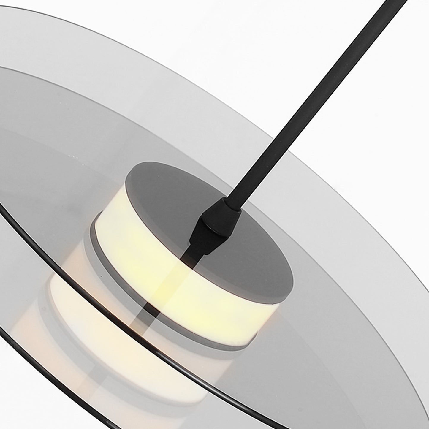 (X)Vertical Nordic Postmodern Glass Disc Pendant Light - Flying Saucer Chandelier for Dining Room, Bedroom, Bar, Smoke Grey