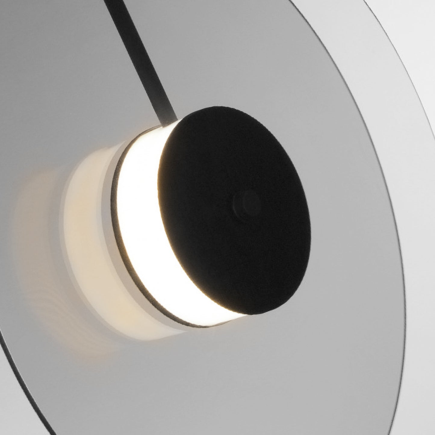 (X)Vertical Nordic Postmodern Glass Disc Pendant Light - Flying Saucer Chandelier for Dining Room, Bedroom, Bar, Smoke Grey