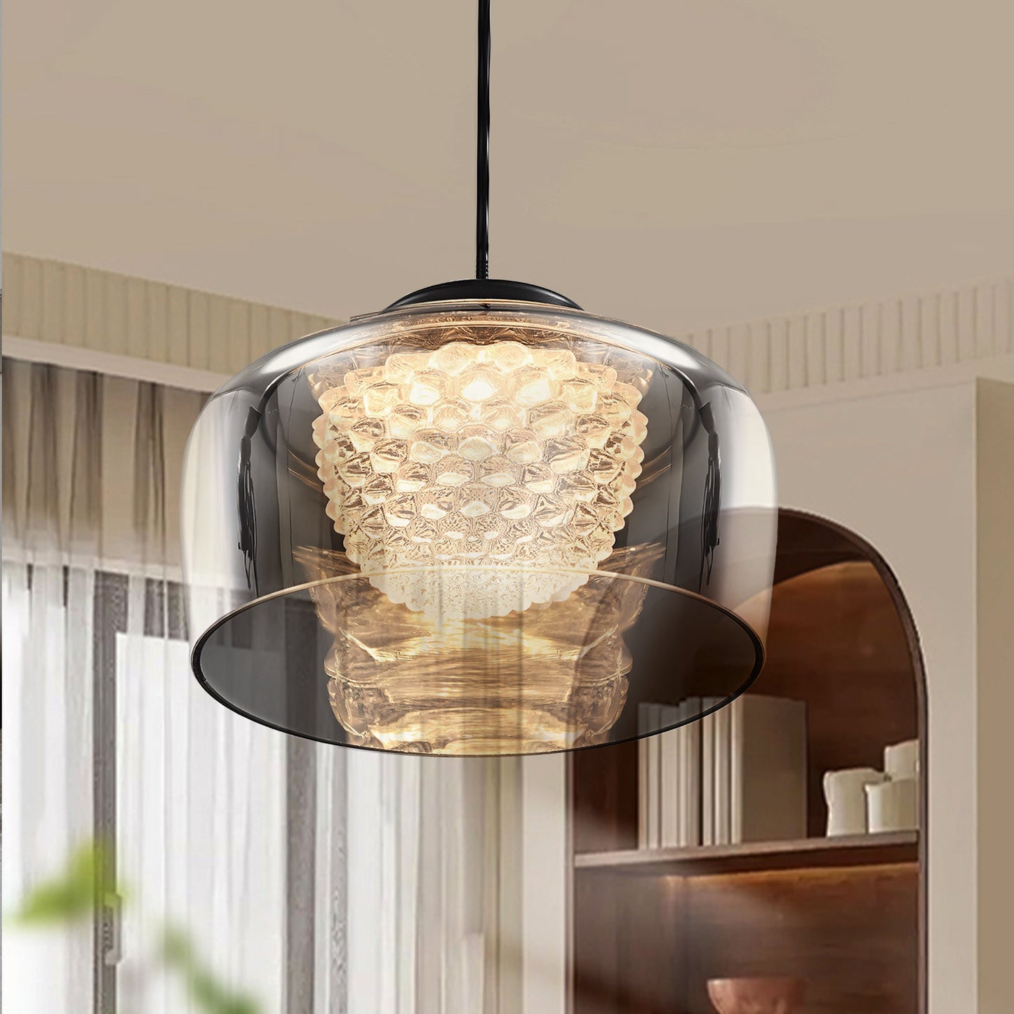 (X)Solid Copper Italian Minimalist Pendant Light - Forged Aluminum & Resin Ceiling Lamp for Bedroom, Dining Room, Entryway Style C