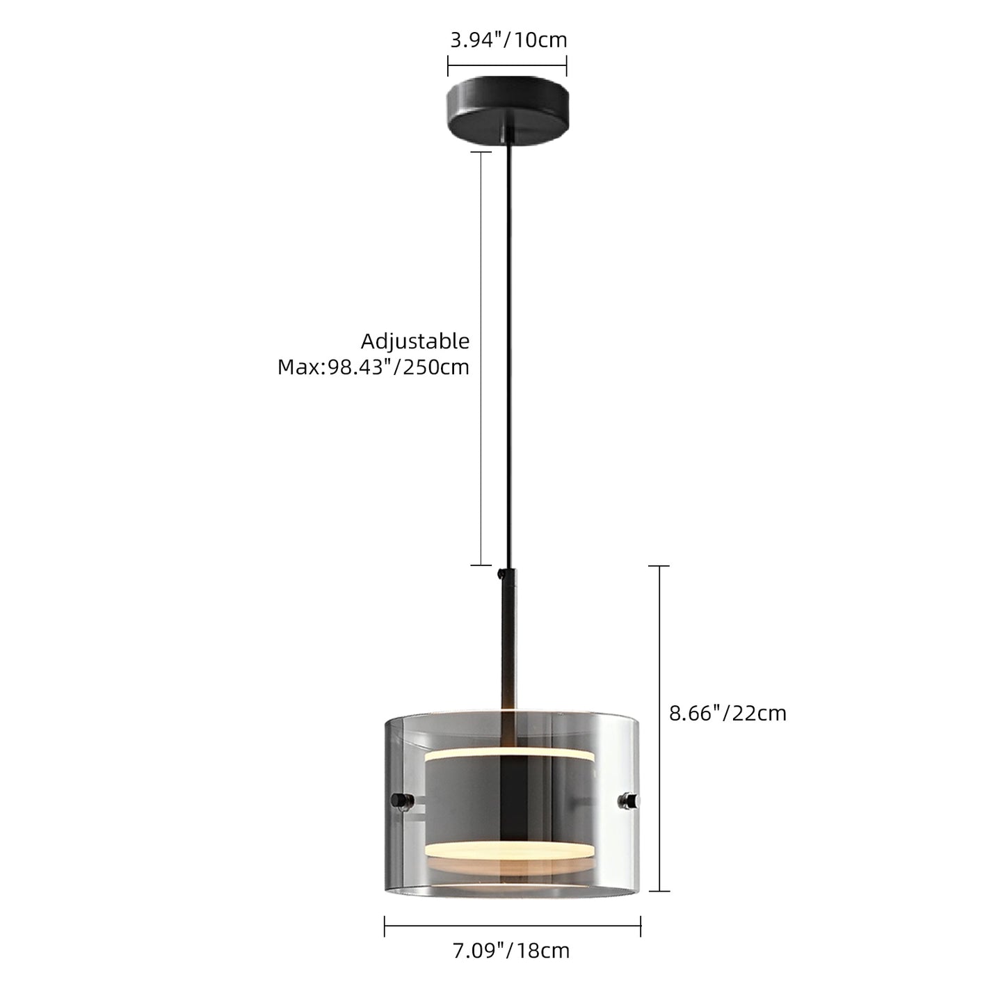 (X)Solid Copper Italian Minimalist Pendant Light - Acrylic & Glass Ceiling Lamp for Bedroom, Dining Room, Entryway Style H