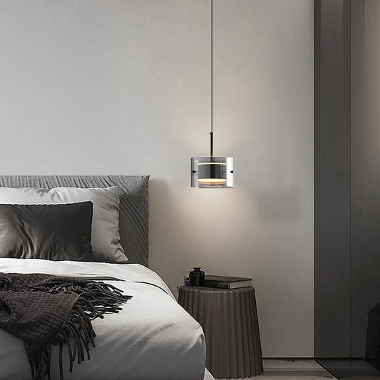 (X)Solid Copper Italian Minimalist Pendant Light - Acrylic & Glass Ceiling Lamp for Bedroom, Dining Room, Entryway Style H
