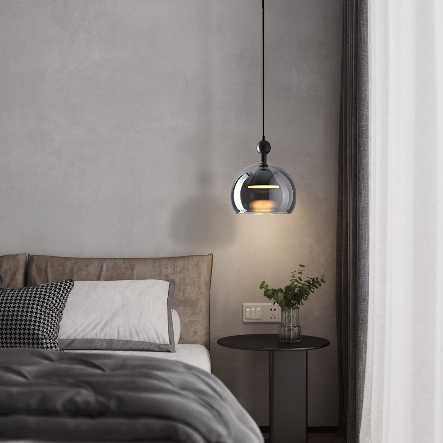 (X)Solid Copper Italian Minimalist Pendant Light - Acrylic & Glass Ceiling Lamp for Bedroom, Dining Room, Entryway Style B