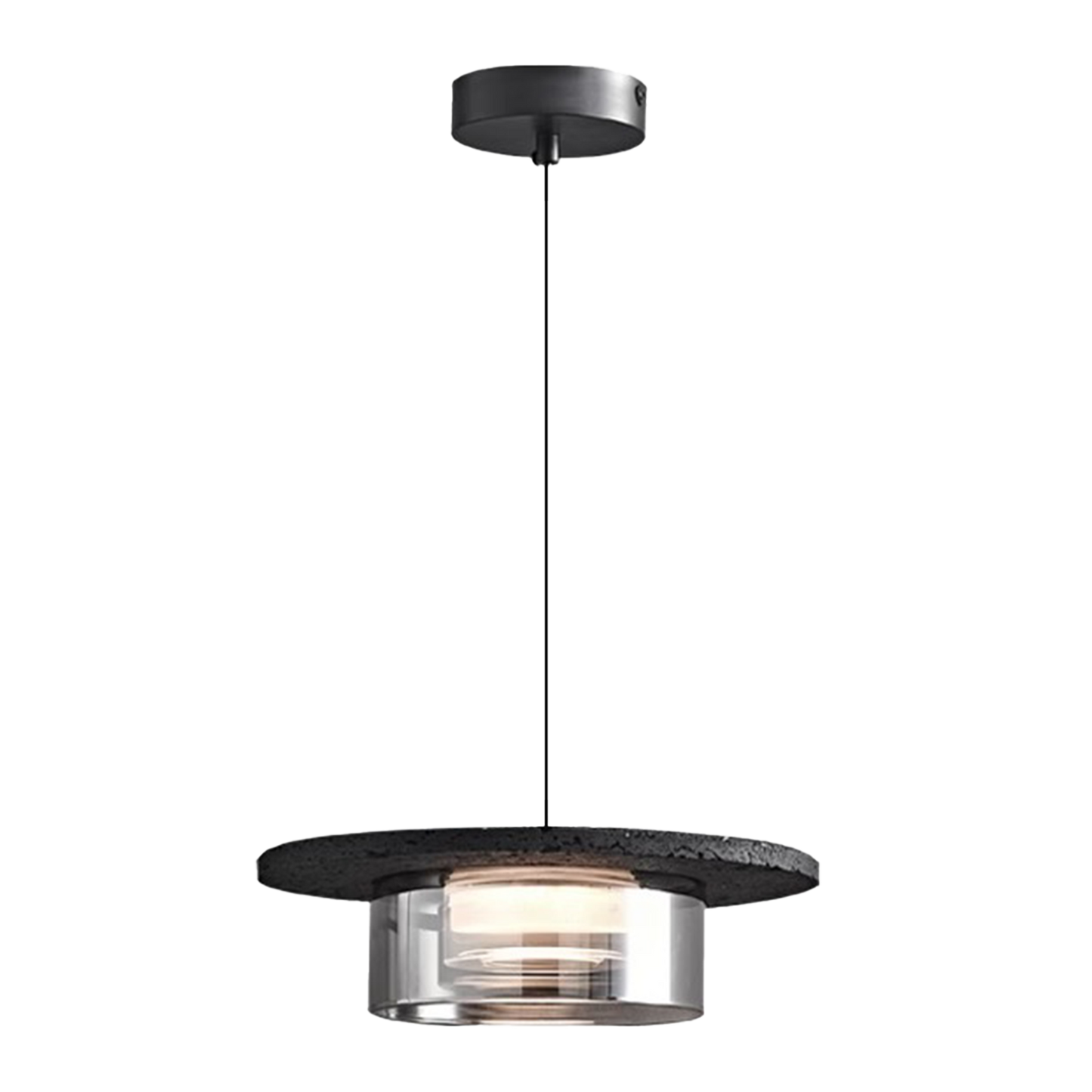 (X)Solid Copper Italian Minimalist Pendant Light - Black Onyx Stone and Glass Ceiling Lamp for Bedroom, Dining Room, Entryway Style A