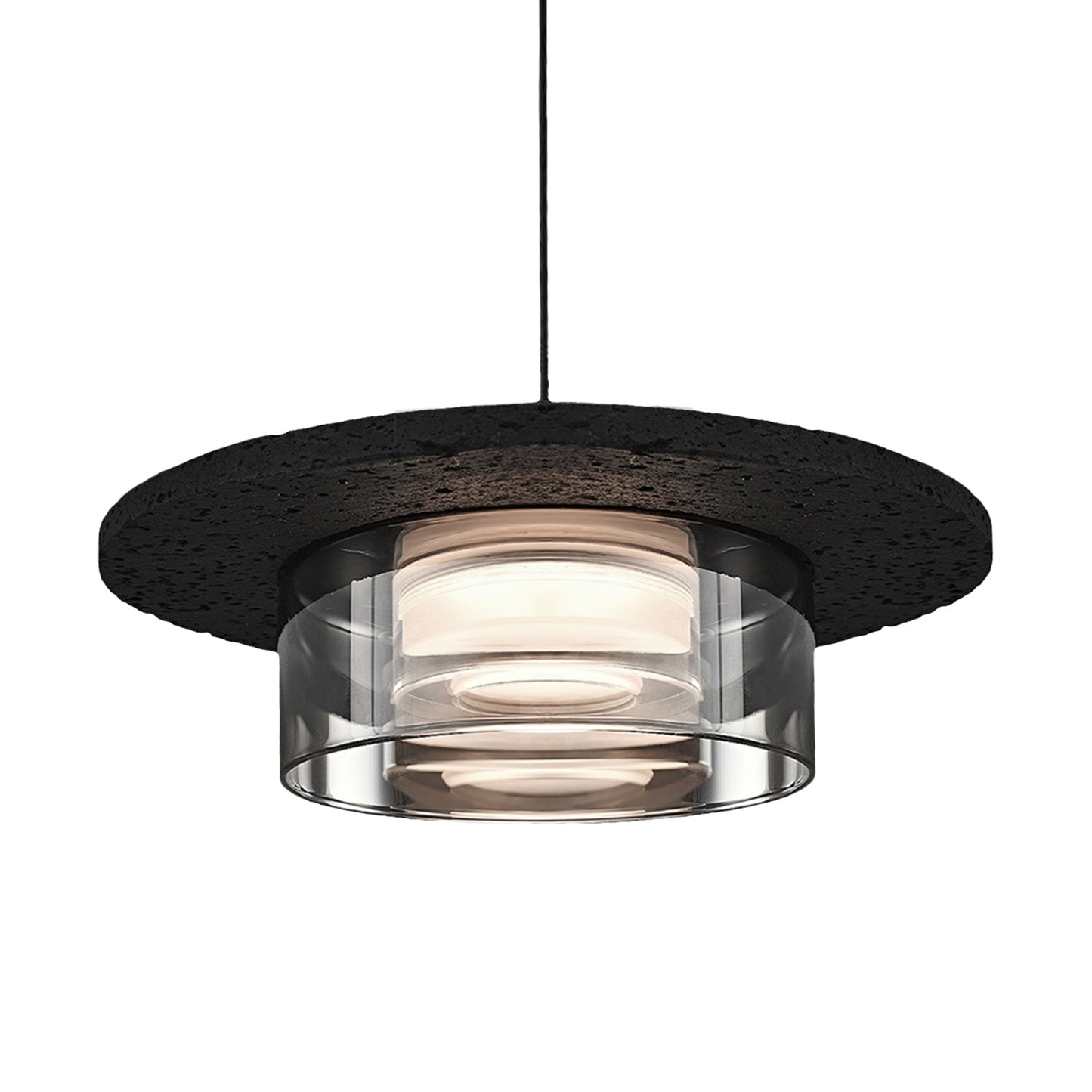 (X)Solid Copper Italian Minimalist Pendant Light - Black Onyx Stone and Glass Ceiling Lamp for Bedroom, Dining Room, Entryway Style A