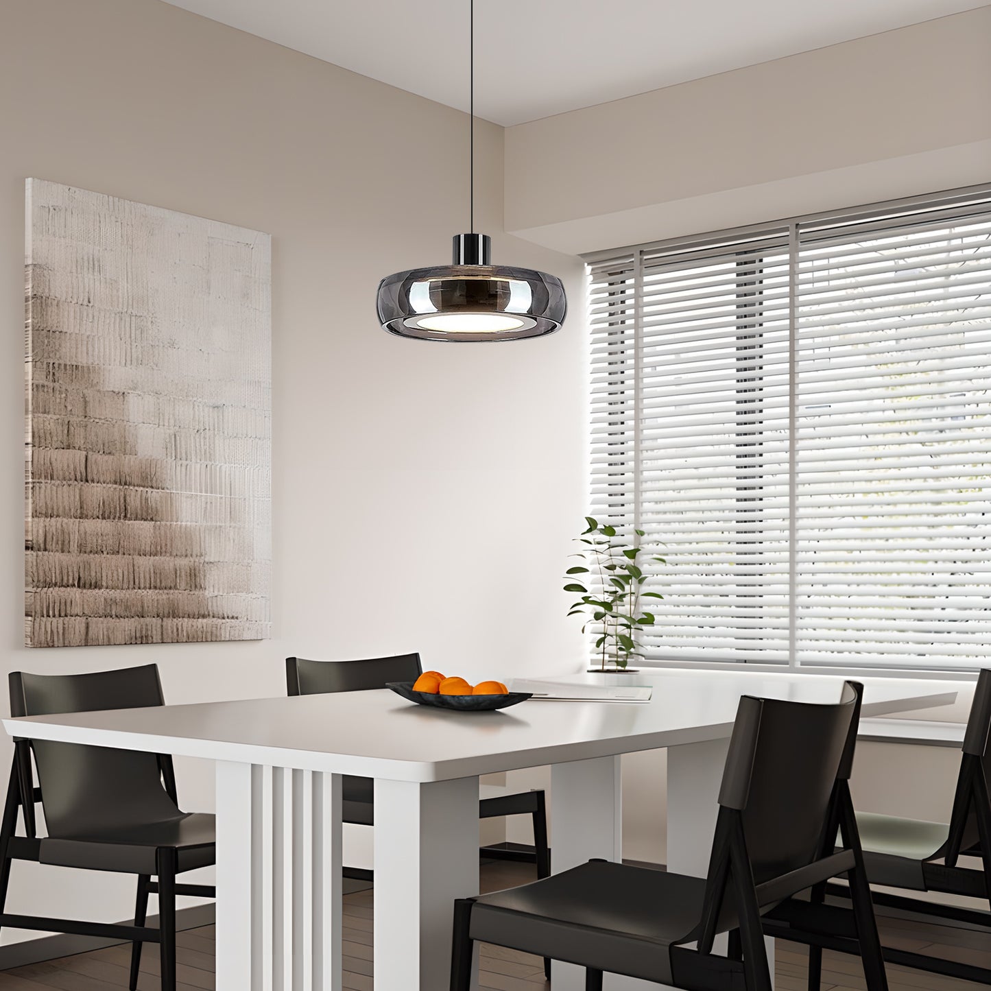 (X)Modern Minimalist Liftable LED Glass Pendant Light Chandelier | Adjustable Height for Living Room, Dining Room, Bedroom and Study