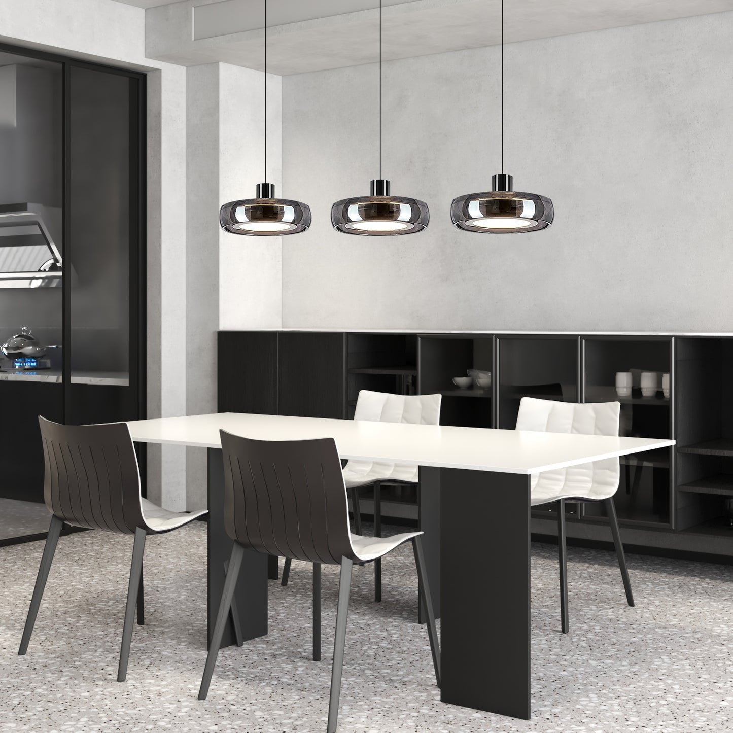 (X)Modern Minimalist Liftable LED Glass Pendant Light Chandelier | Adjustable Height for Living Room, Dining Room, Bedroom and Study