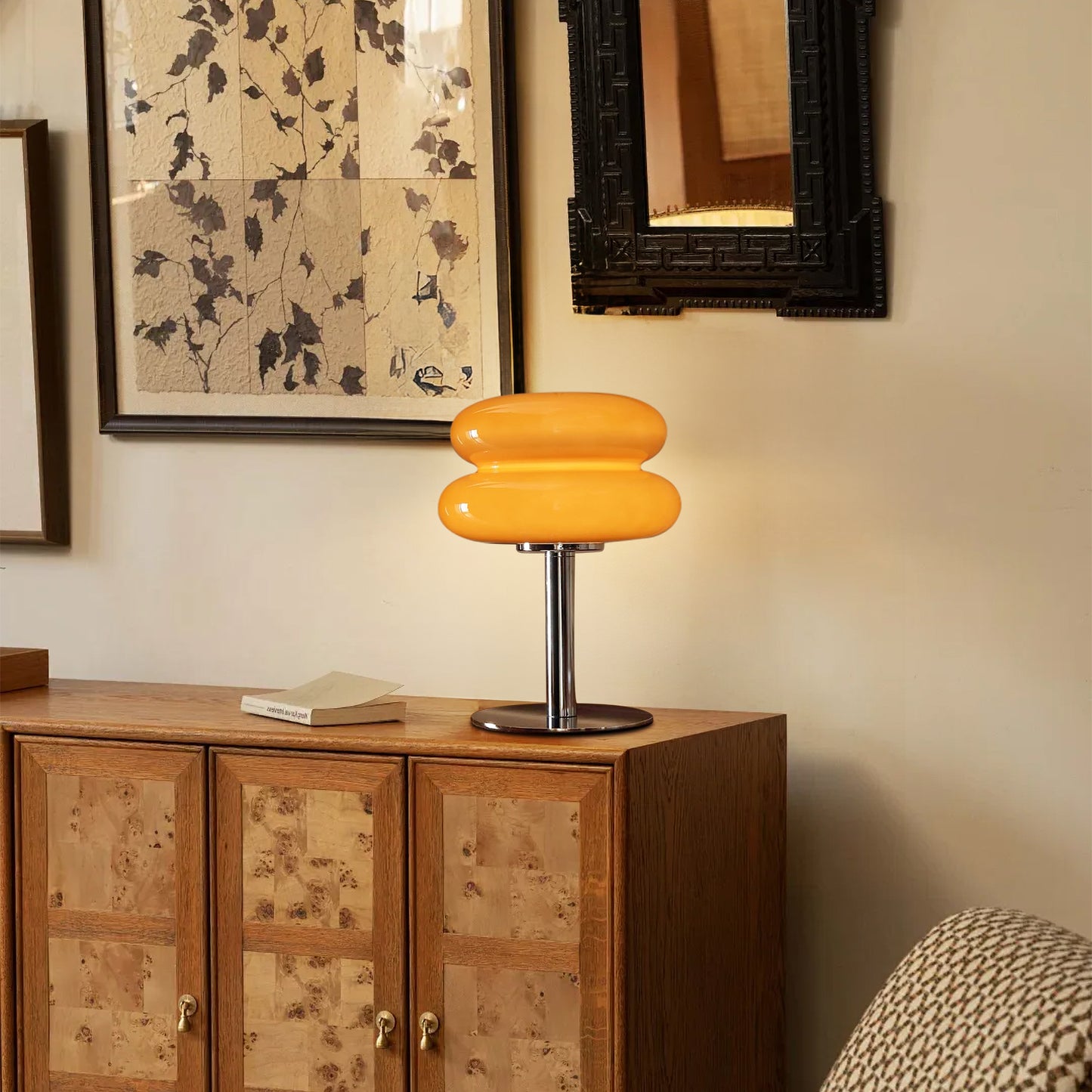 (X)Medieval Mushroom Table Lamp - Retro Egg Tart Design, 3-Color Dimmable LED Glass Light for Bedroom and Living Room ,Copper