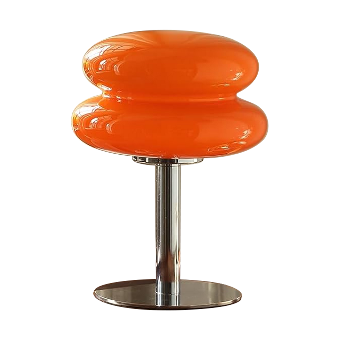(X)Medieval Mushroom Table Lamp - Retro Egg Tart Design, 3-Color Dimmable LED Glass Light for Bedroom and Living Room ,Orange