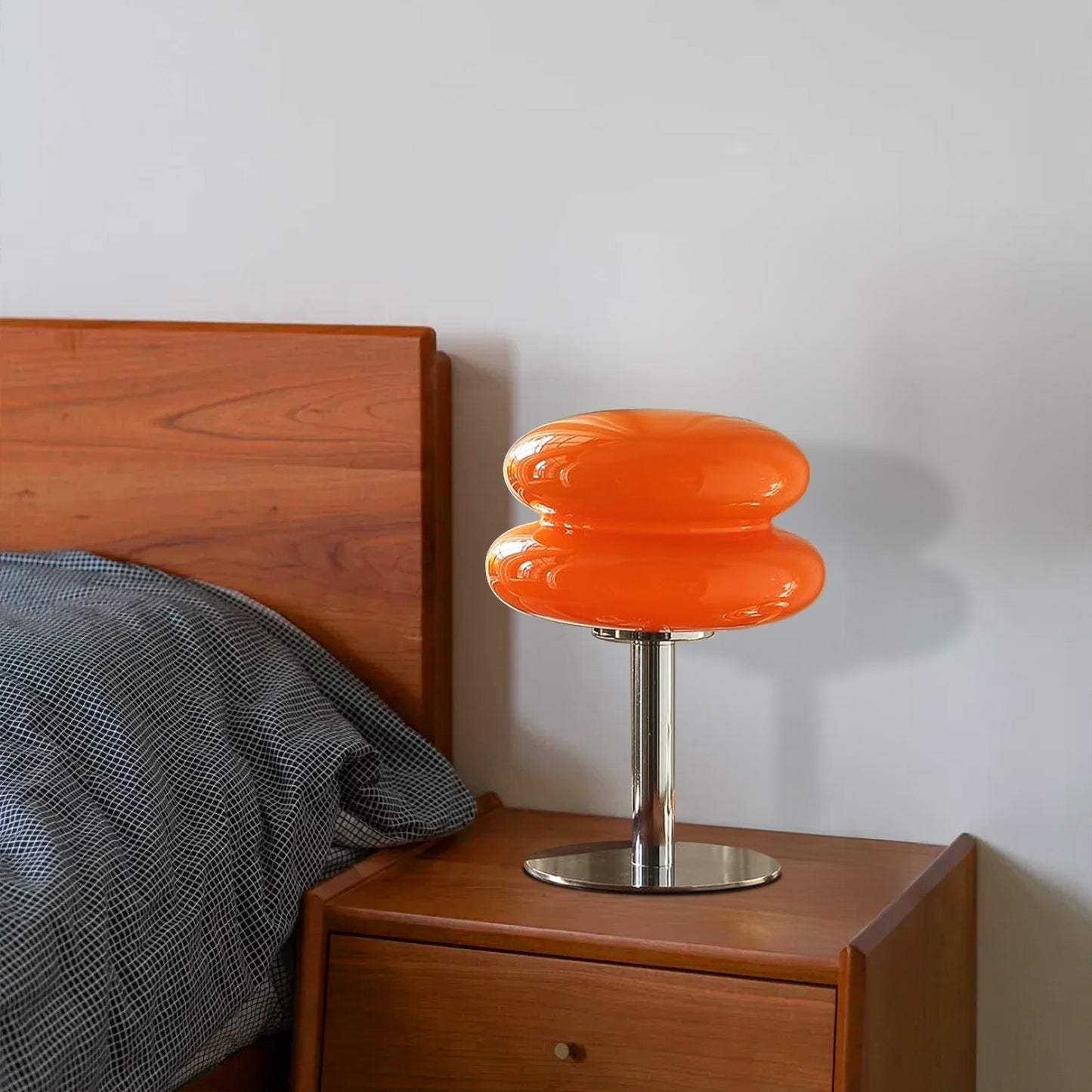 (X)Medieval Mushroom Table Lamp - Retro Egg Tart Design, 3-Color Dimmable LED Glass Light for Bedroom and Living Room ,Orange