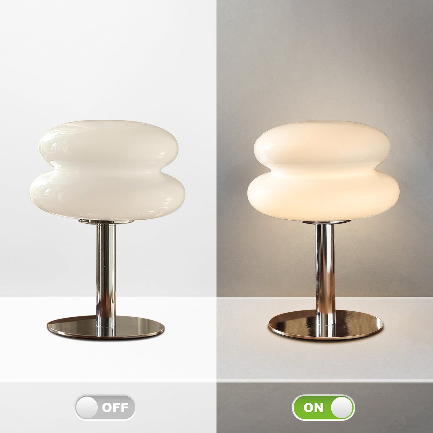 (X)Medieval Mushroom Table Lamp - Retro Egg Tart Design, 3-Color Dimmable LED Glass Light for Bedroom and Living Room ,White