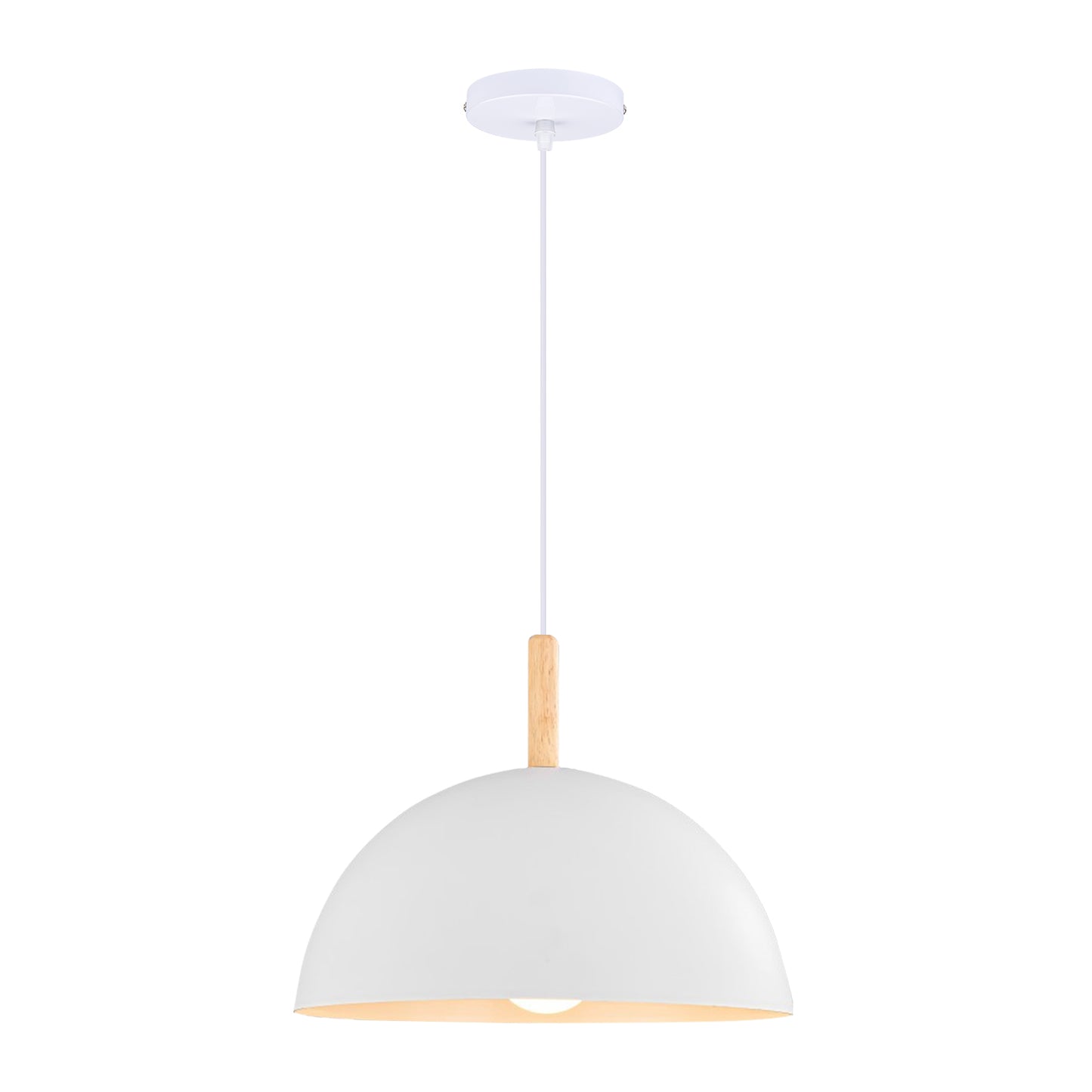 (Z)Modern Pendant Light,White Ceiling Hanging Lamp,E27 Base Nordic Style Oak Wood Lighting Fixture for Dining Room Kitchen Island Hallway Restaurant