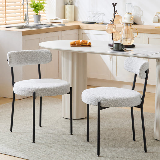 Modern  Dining Chairs Set of 2, Round Padded Terry Cloth, Multi-room Suitable