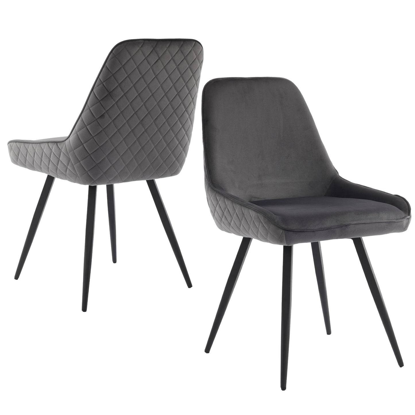 Set of 2 Ergonomic Dining Chairs-Dark Gray, Metal Legs, Kitchen,Living Room