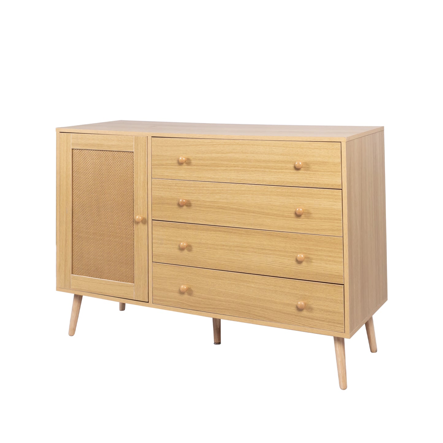 120cm Wooden Side Cabinet with 4 Drawers and 1 Door