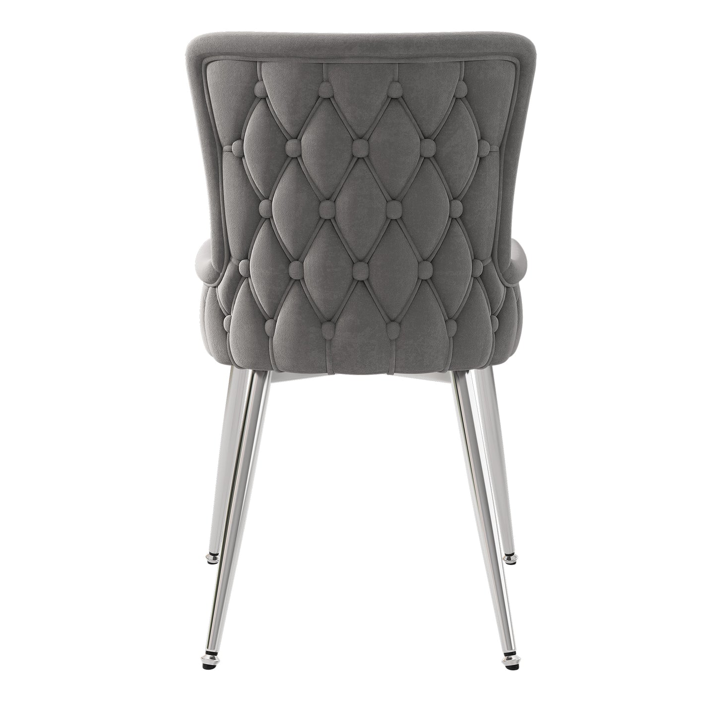 Luxury Grey Velvet Dining Chair Set of 2 with Silver Metal Legs