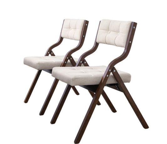 Folding Chairs with Cushion - Wooden Padded Chairs 2 Pack, Portable Dining Chairs for Kitchen, Office, Wedding, Party