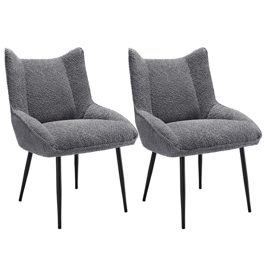 Gray Teddy Velvet Lounge Chairs-Thickened Cushions, Set of 2