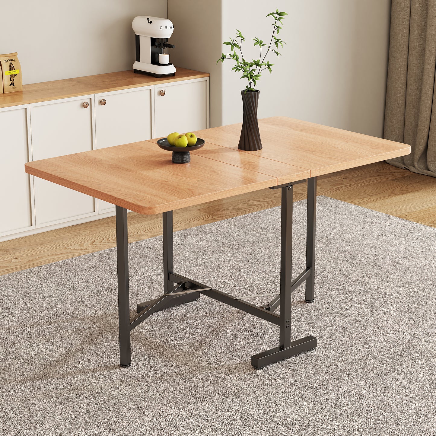 Chic Natural-Colored Extendable Dining Table