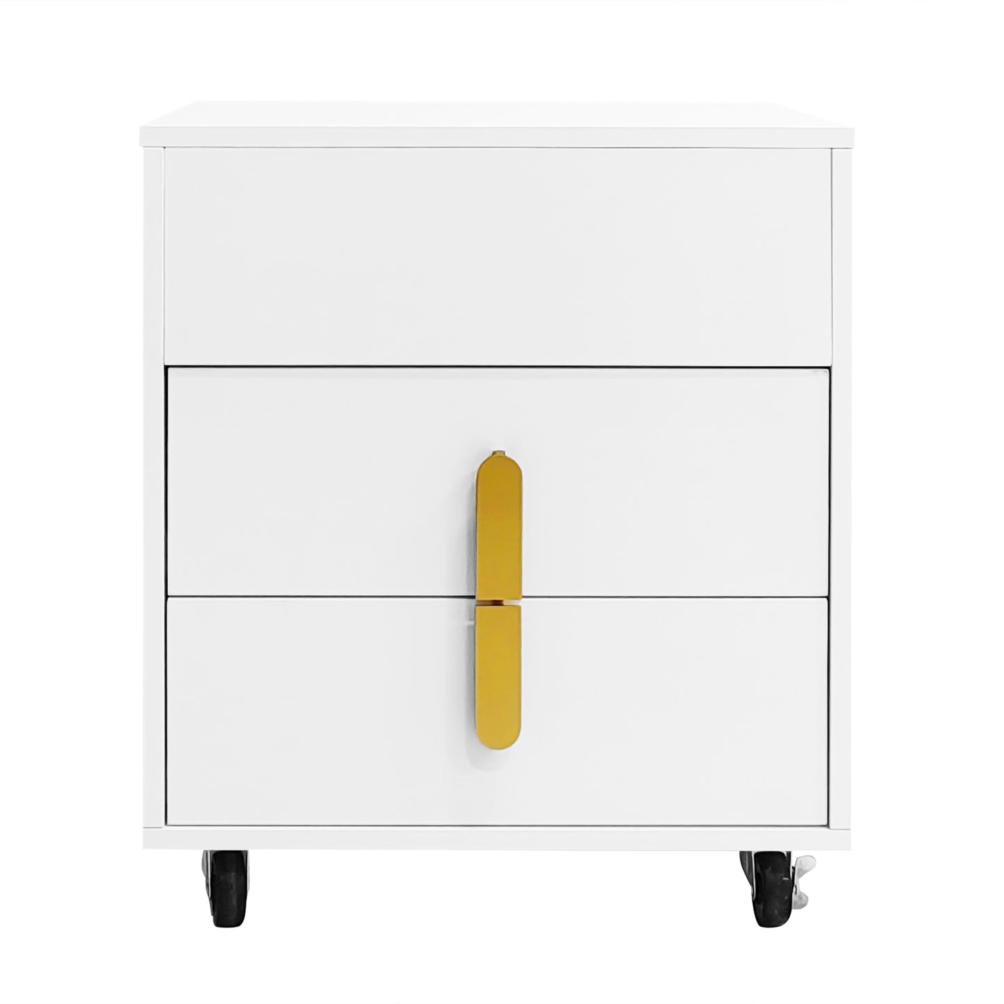 White Modern Bedside Table with USB Charging, Lifting Table, and Movable Pulley Design