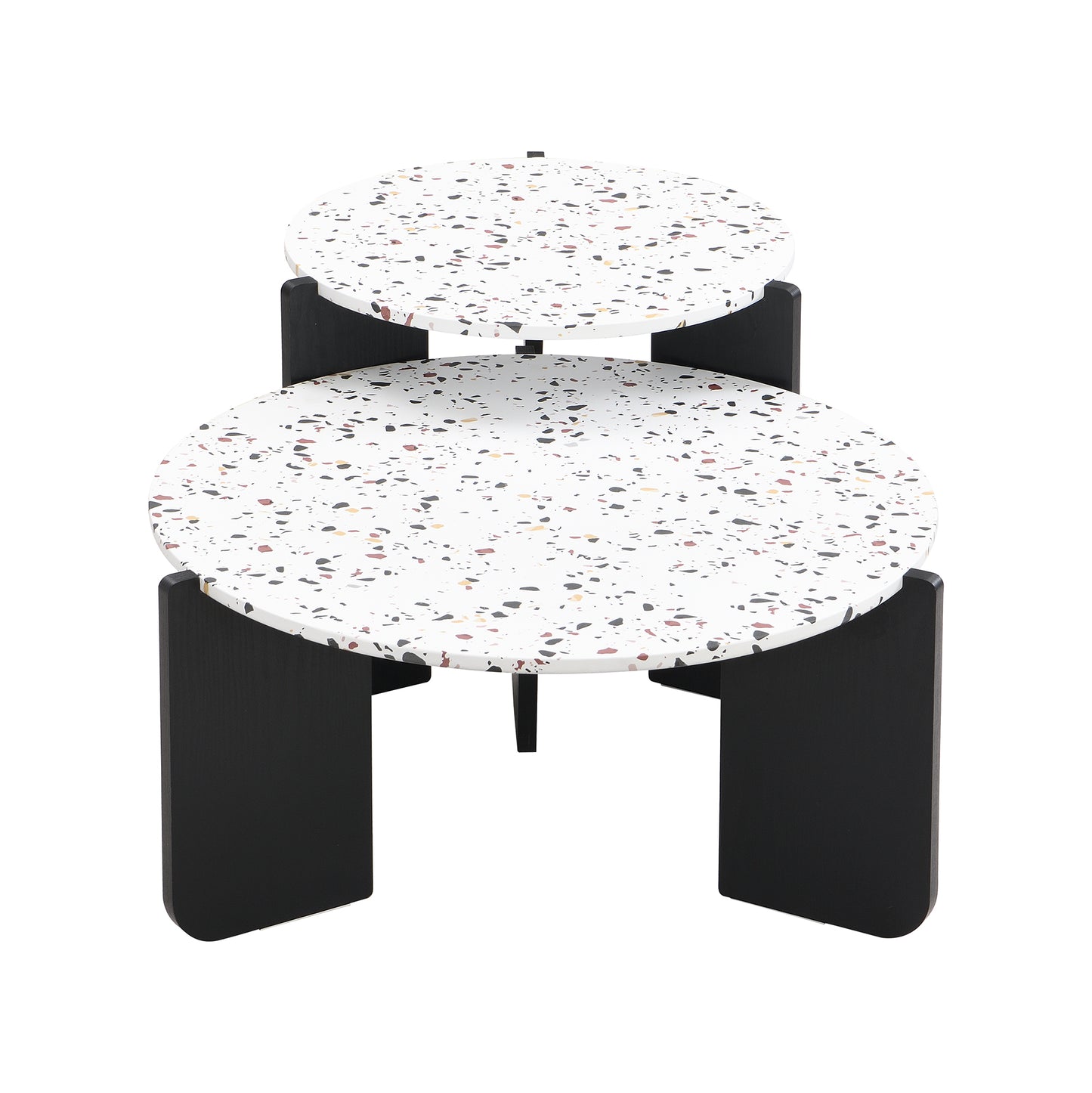 Modern Duo-Assembled Coffee and Side Table Set for Living Room and Balcony