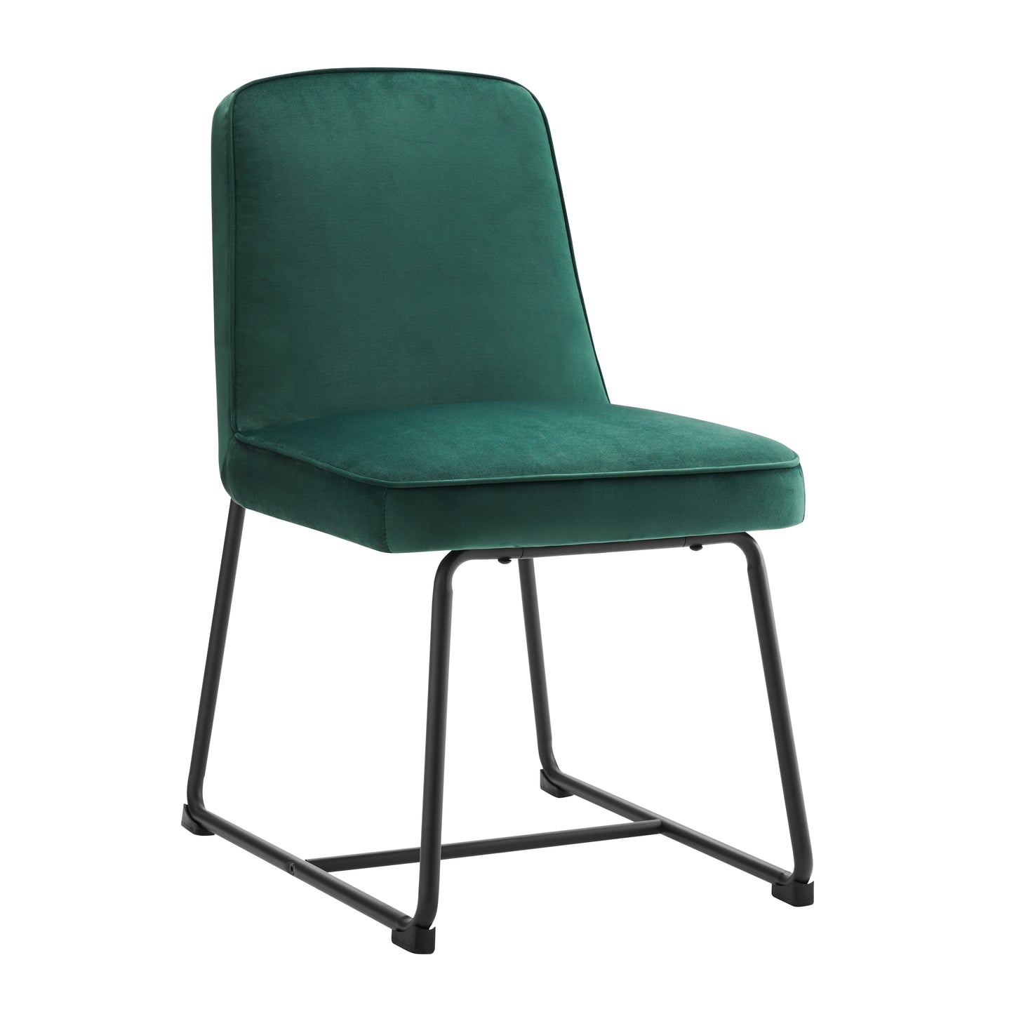 Green Velvet Dining Chairs-Upholstered Backrest, Metal Legs, Set of 2