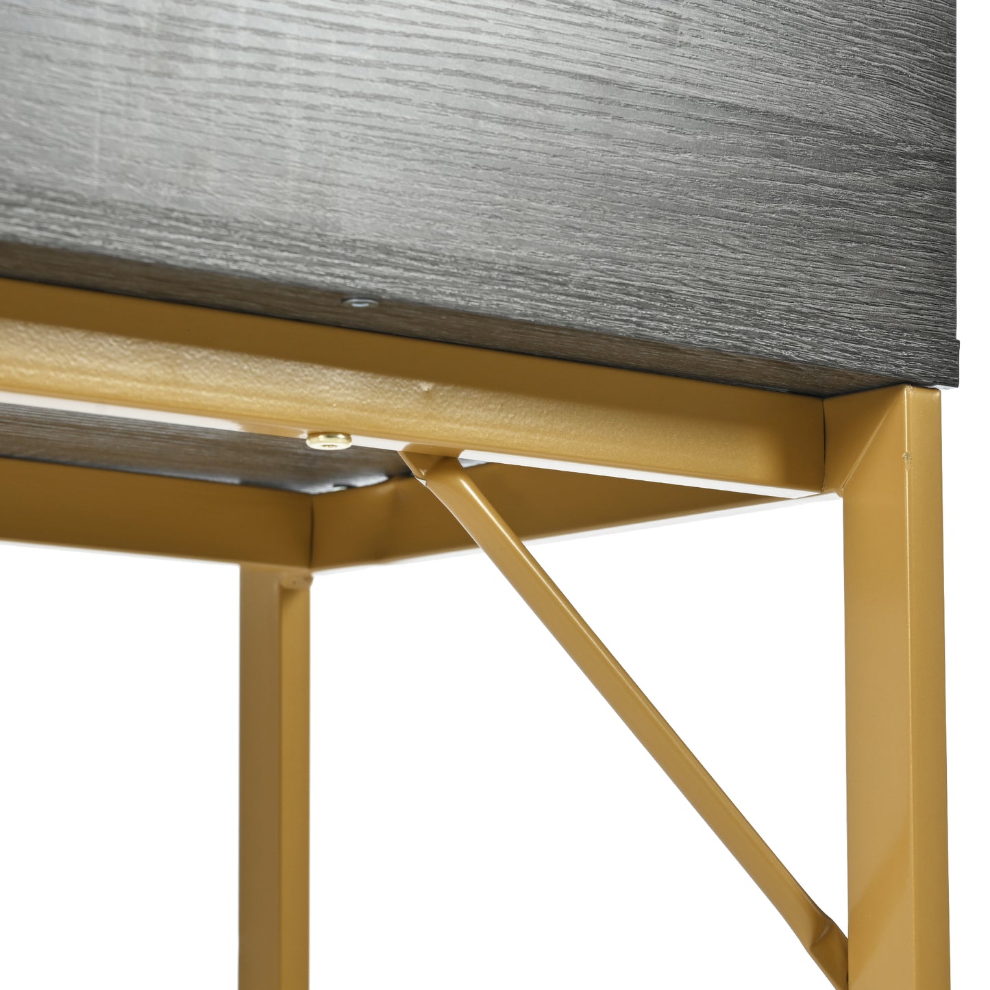 (Z)Console table Hallway Table with 1 Drawer Light Luxury Style Side Table Sofa Table 120x38x76 cm Grey/Gold