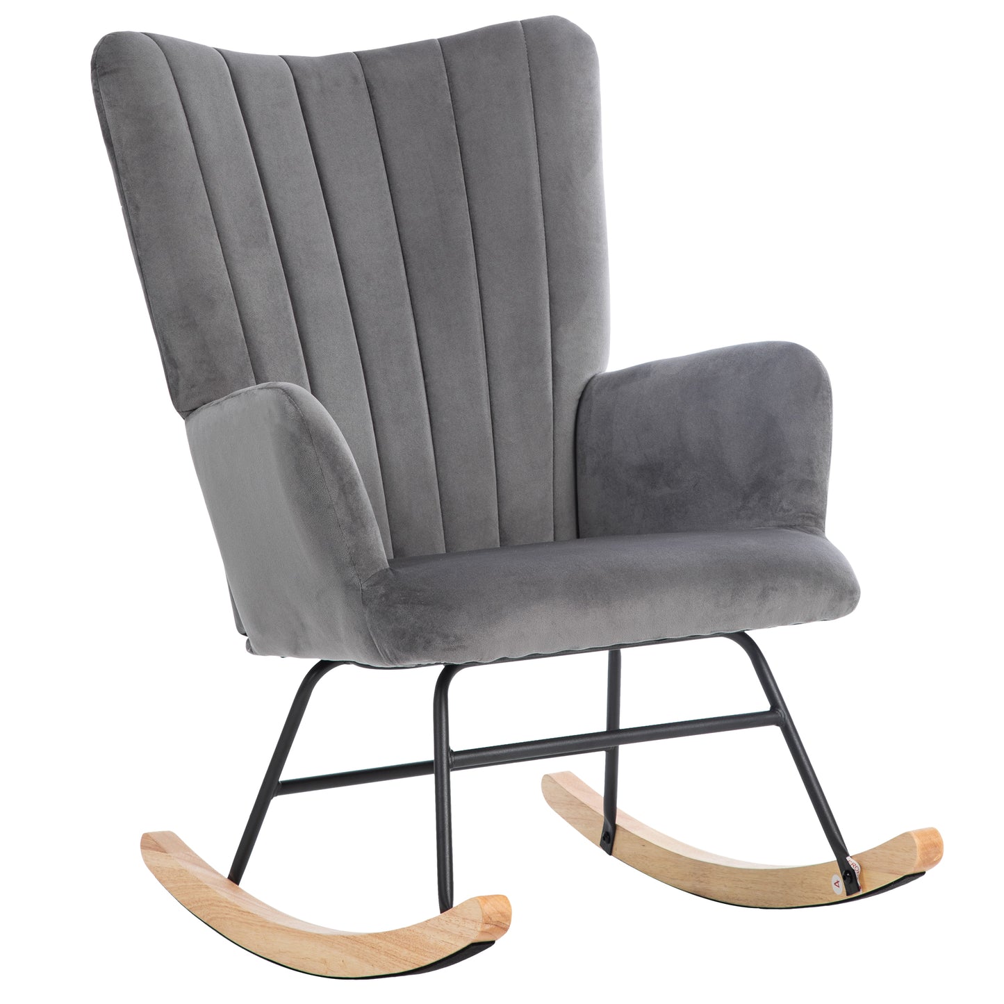 Ergonomic Grey Rocking Chair with Footstool - 97 cm High, 48 cm Seat