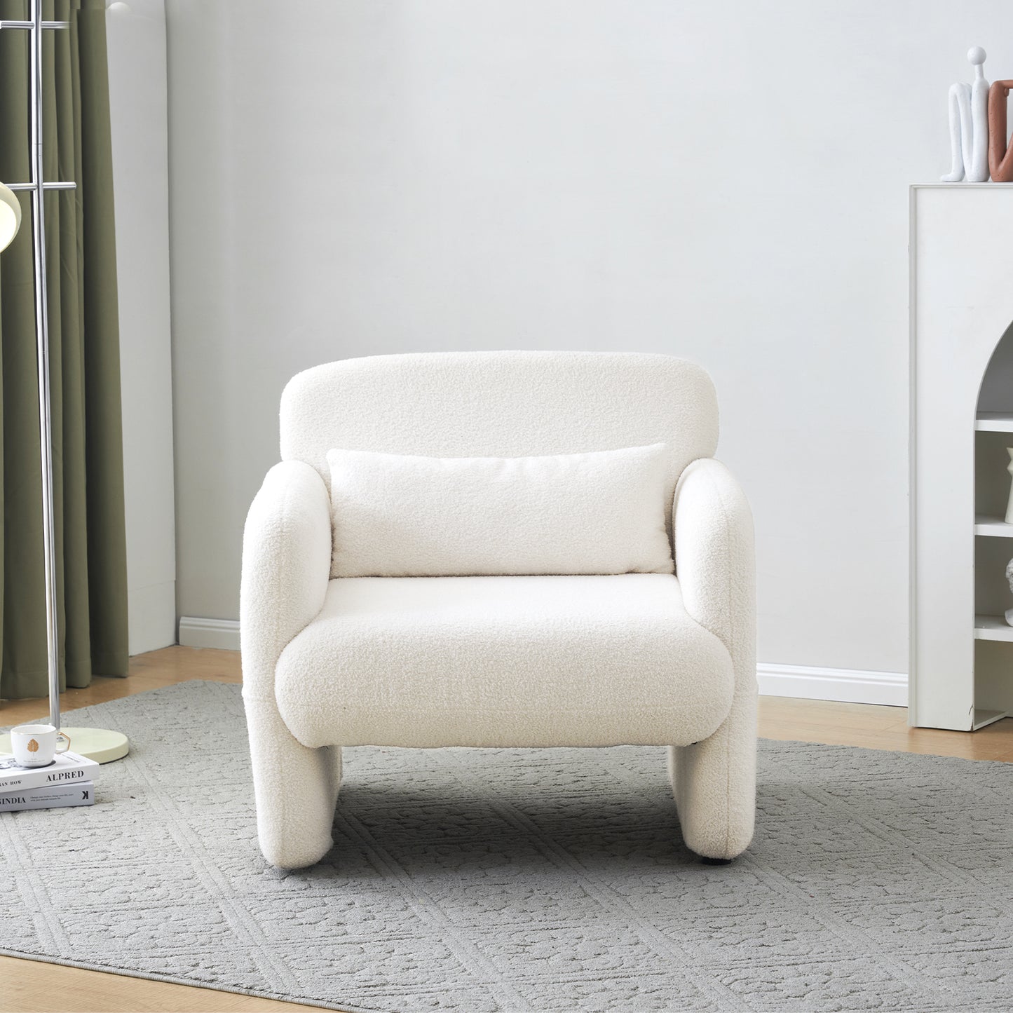 Leisure Chair Armchair Teddy Velvet Sofa Chair Upholstered Chair Single Sofa Chair Armchair