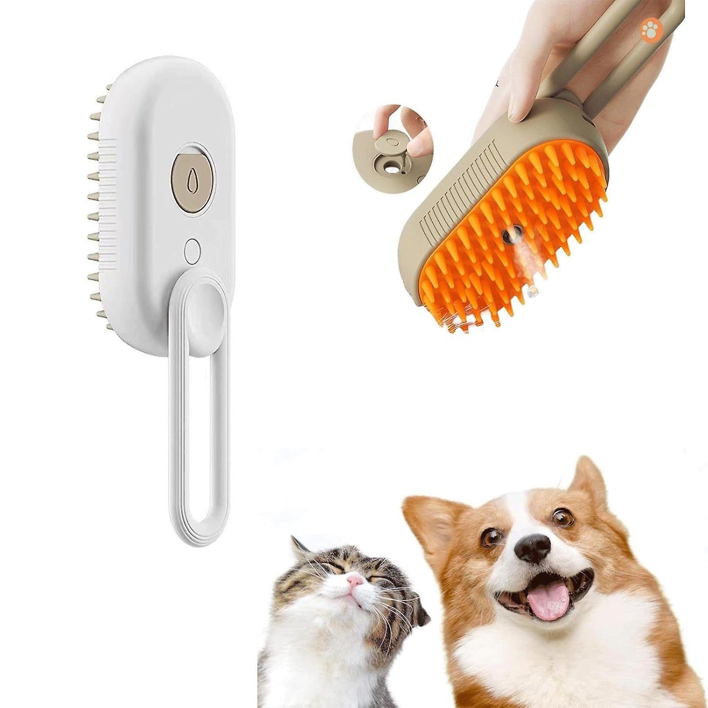 (Y)Steamy Cat Brush, Electric Spray Steam Cat Hair Brush, 3 In 1 Cat Spray Massage Grooming Brush, Self Cleaning Steamy Cat