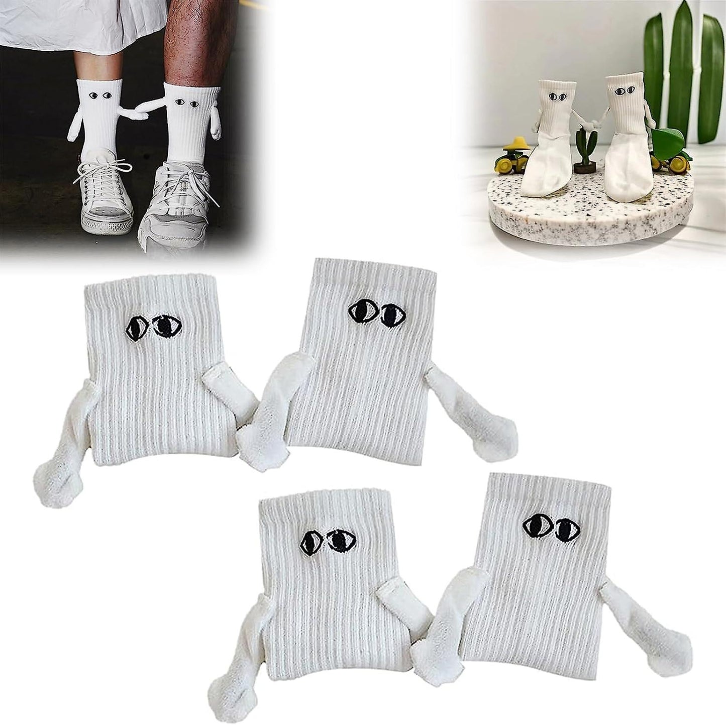 (Y)4pairs Magnetic Hand Holding Socks New, Hand In Hand Socks, Couple Holding Hands-socks