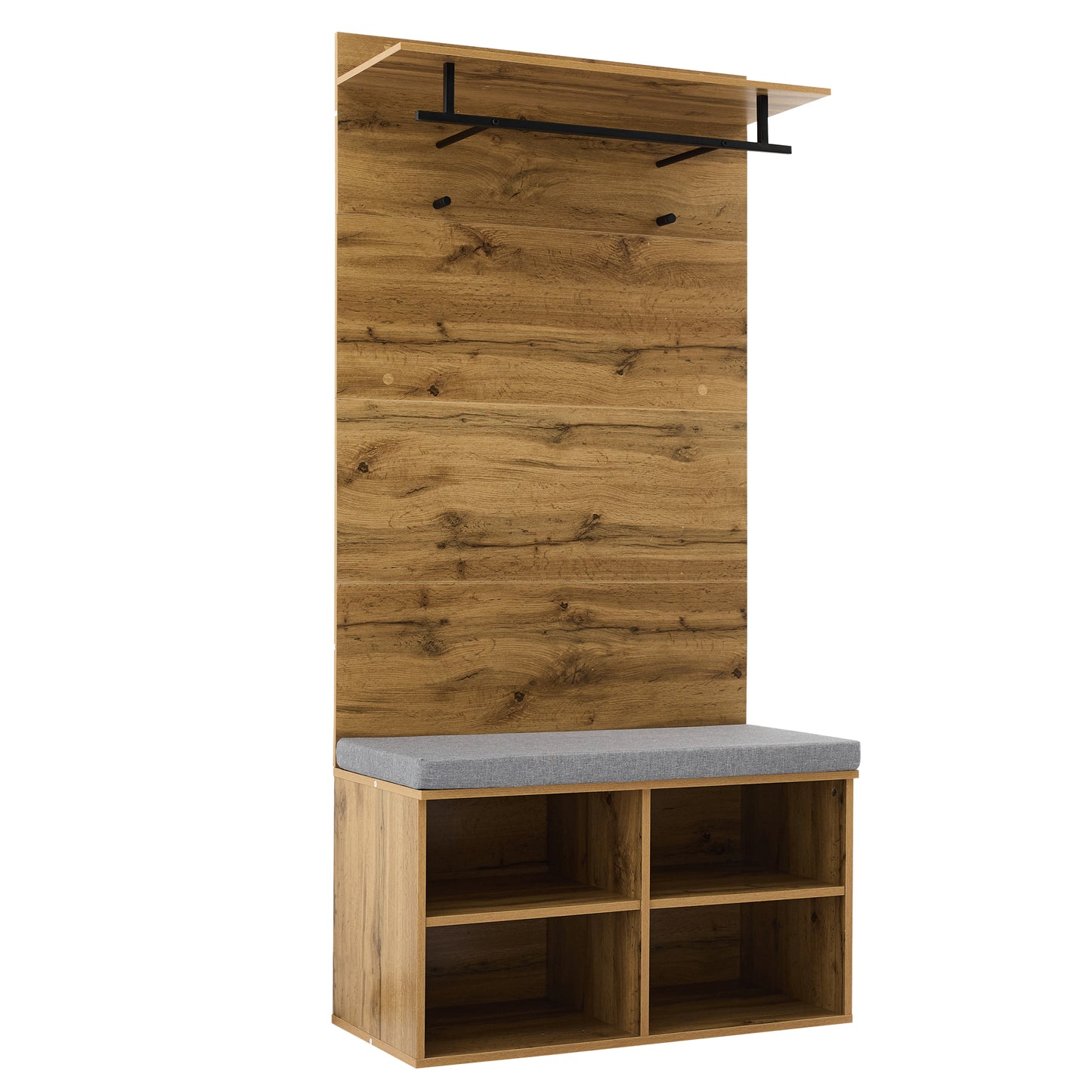 175cm Tall Wood-Look Wardrobe Set with Shoe Bench & Storage Features