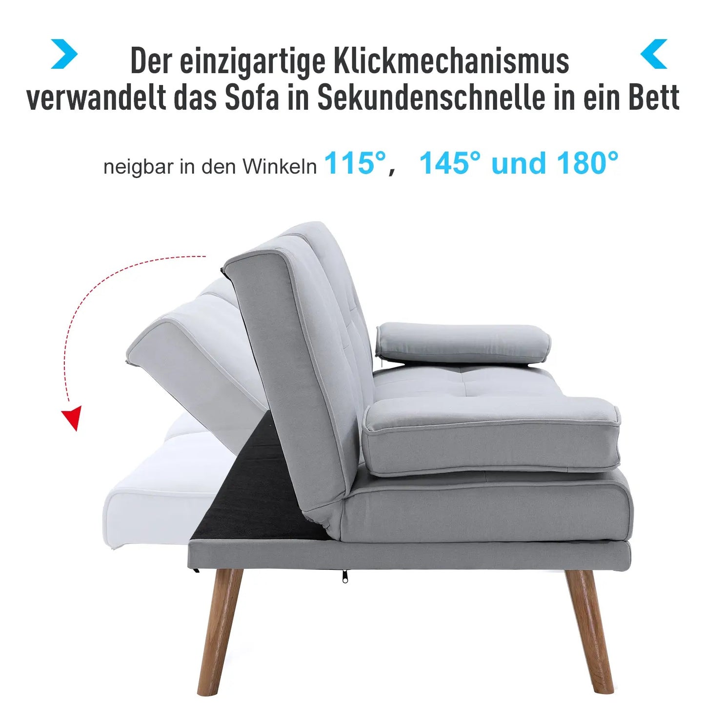 Sofa bed Comfortable sofa bed, 3-seater, sofa bed, linen, light grey, 181x77x72cm