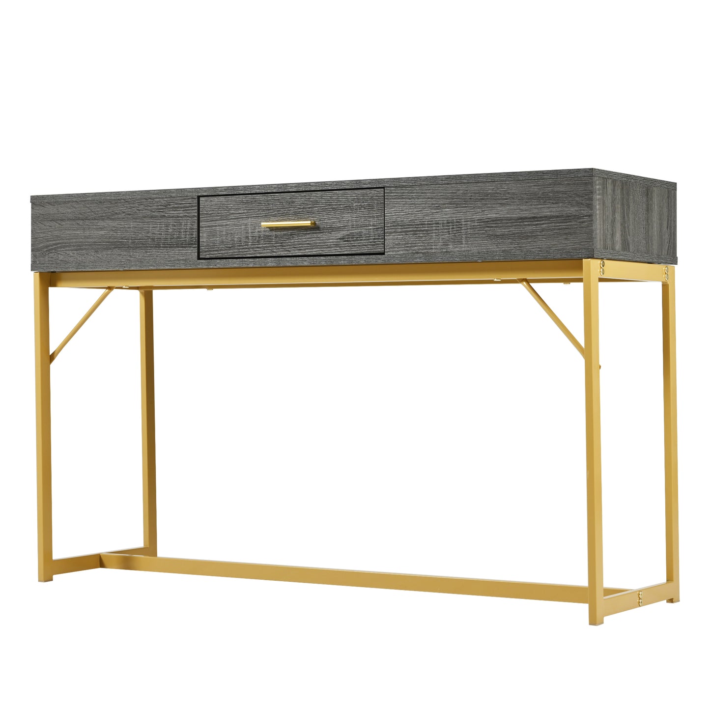 (Z)Console table Hallway Table with 1 Drawer Light Luxury Style Side Table Sofa Table 120x38x76 cm Grey/Gold