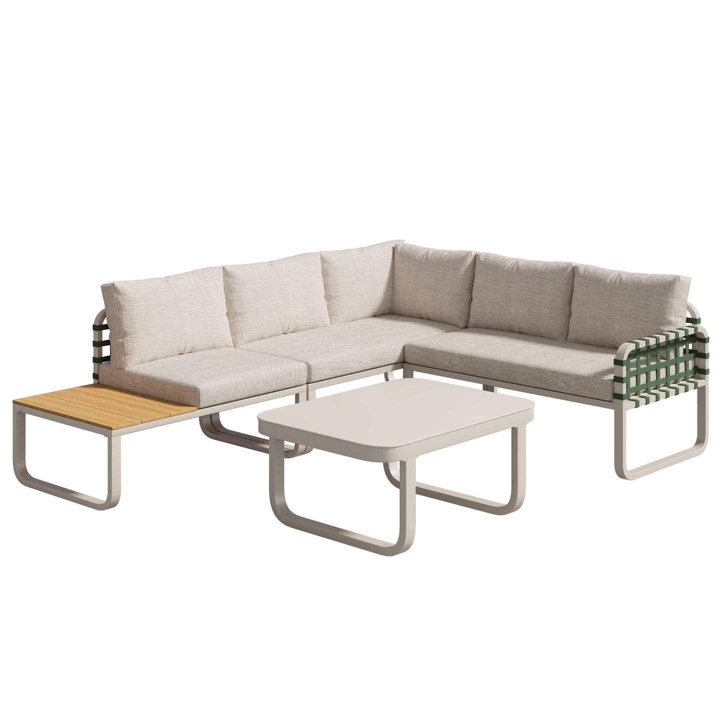 Garden lounge set, modern outdoor sofa set (includes all seat and back cushions), balcony set, garden and terrace, apricot