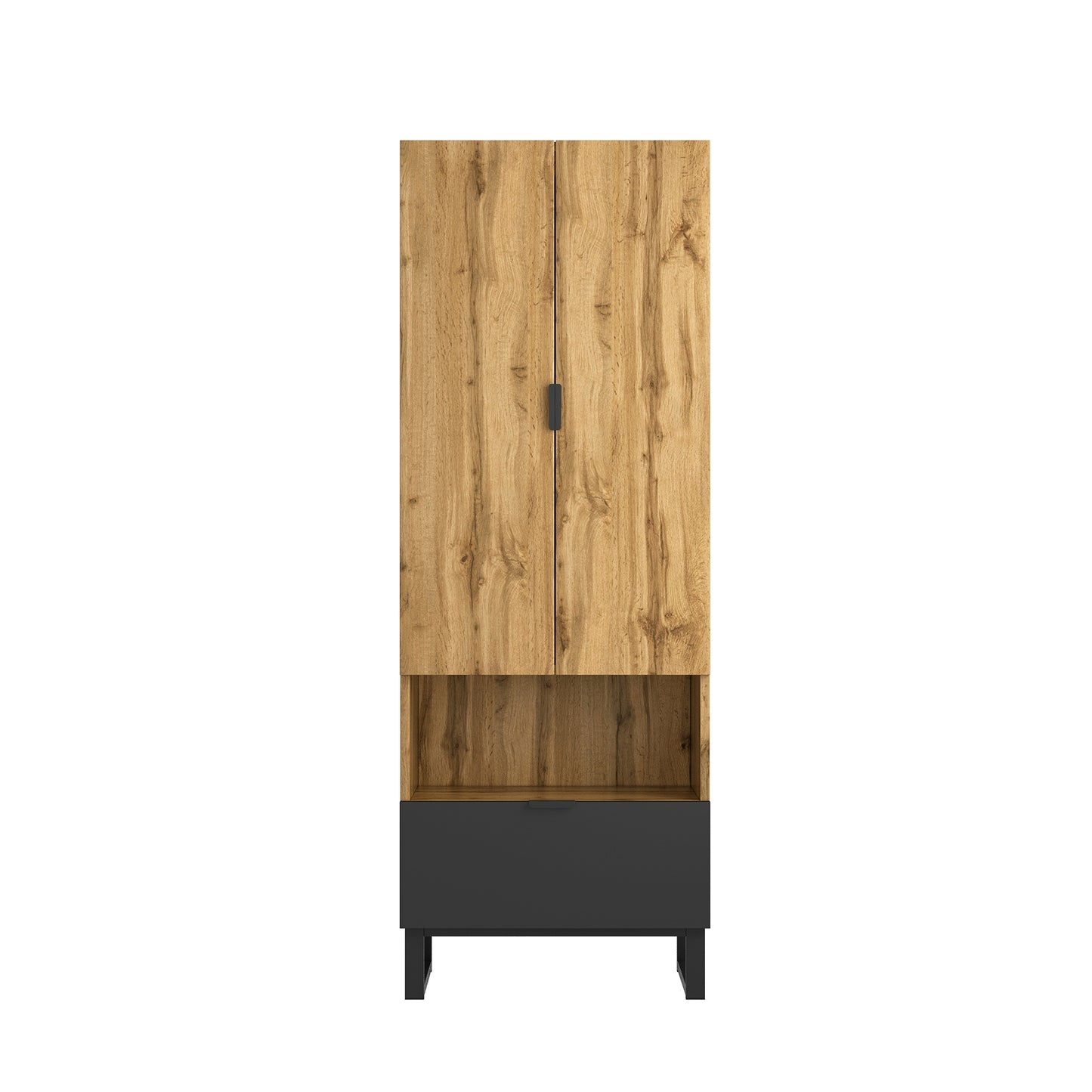 1-Drawer Wardrobe with Adjustable Shelves and Clothes Rail - 1 Compartment, Space-Saving Design