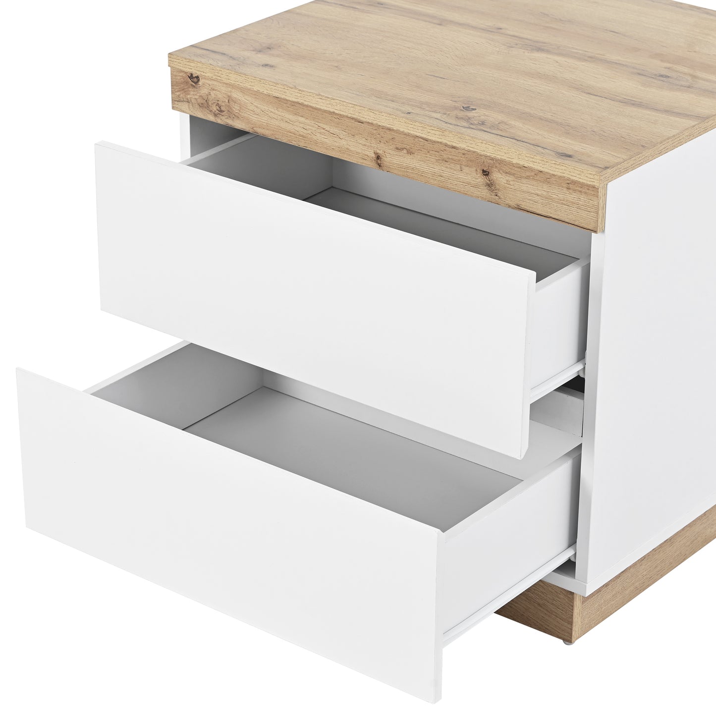 Stylish Bedside Table with Storage - White Oak