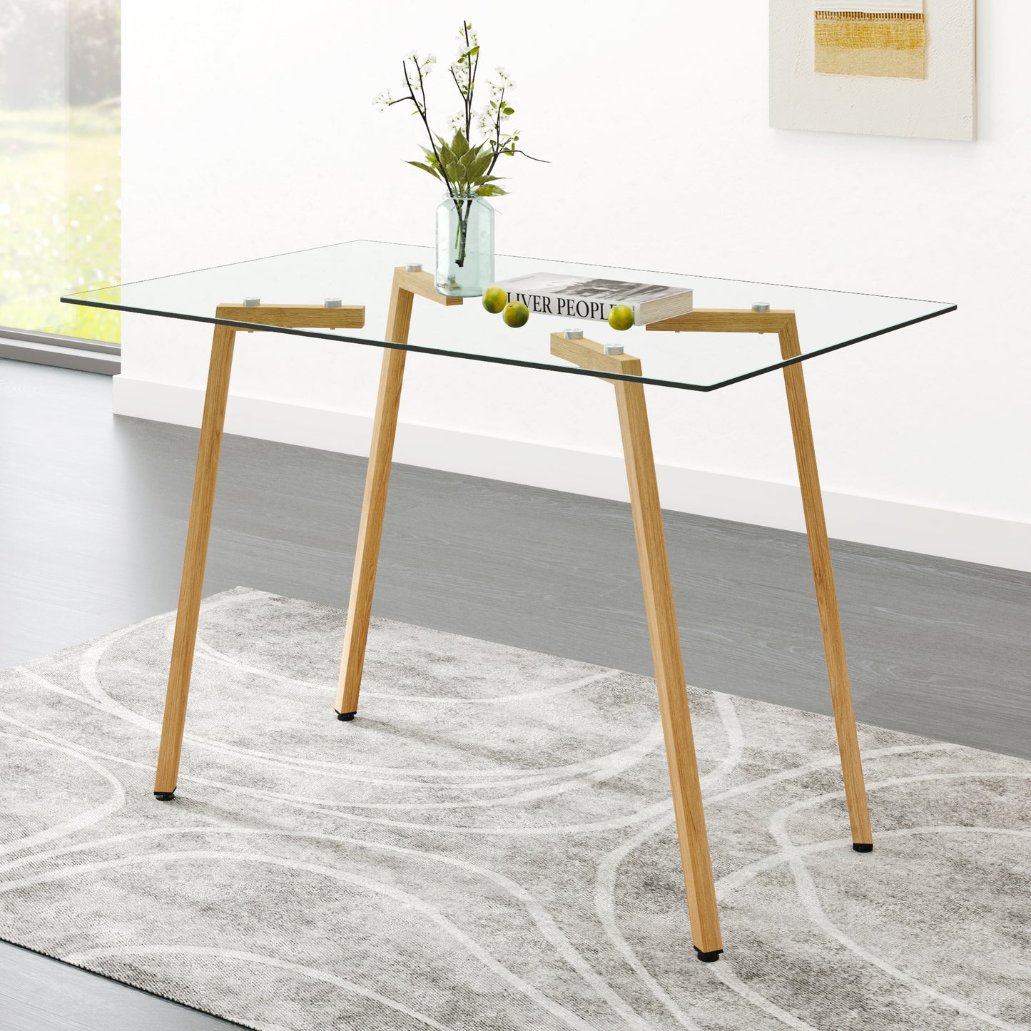 Modern Tempered Glass Dining Table for 4-6 People